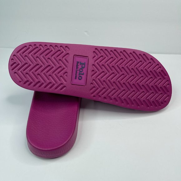 NEW Polo Ralph Lauren Classic Pool Slide Sandals Vivid Pink w/ Blue Pony Size 14 - Picture 4 of 4